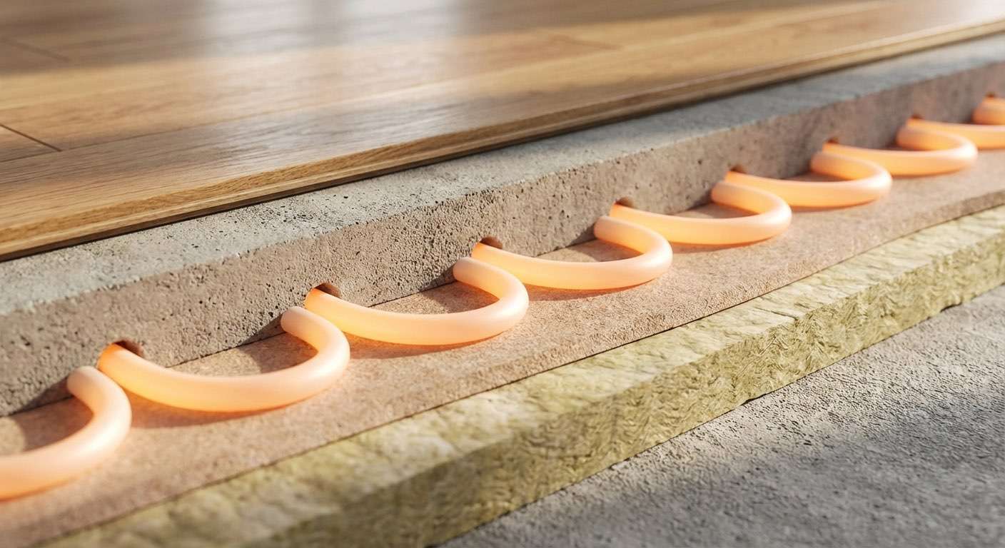 Aká hrubá musí byť vrstva poteru nad trubkami, aby kúrenie fungovalo správne?